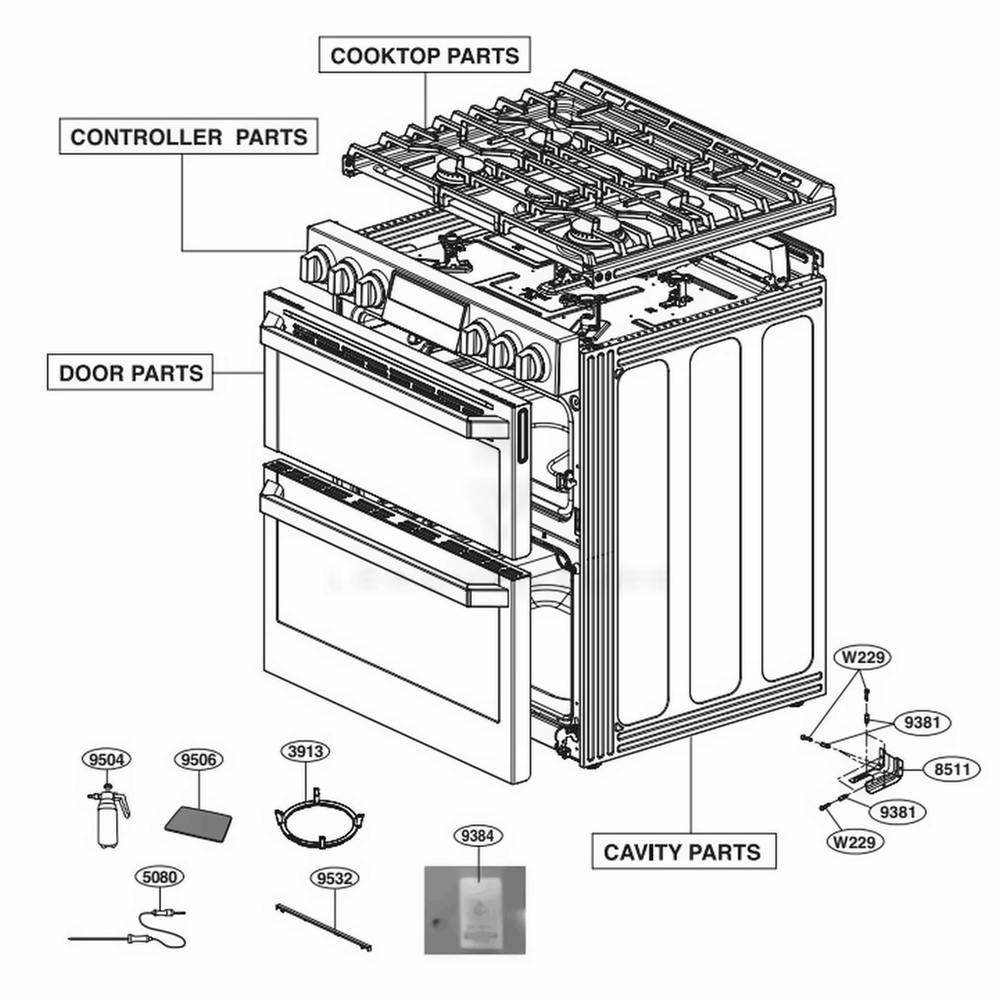 Main Diagram and Parts List for LUTD4919SN ASTLLGA LG Range
