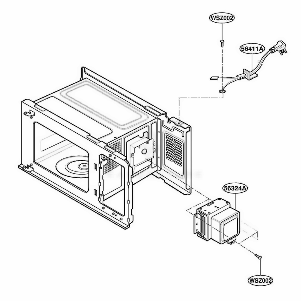 Interior Parts Diagram and Parts List for 86910 MWESEC LG Range