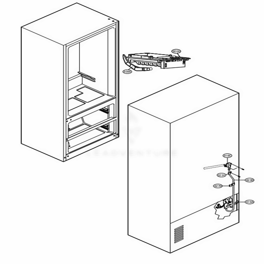 Water And Icemaker Parts Diagram and Parts List for LMC25785SB AWBCNA0 LG Refrigerator