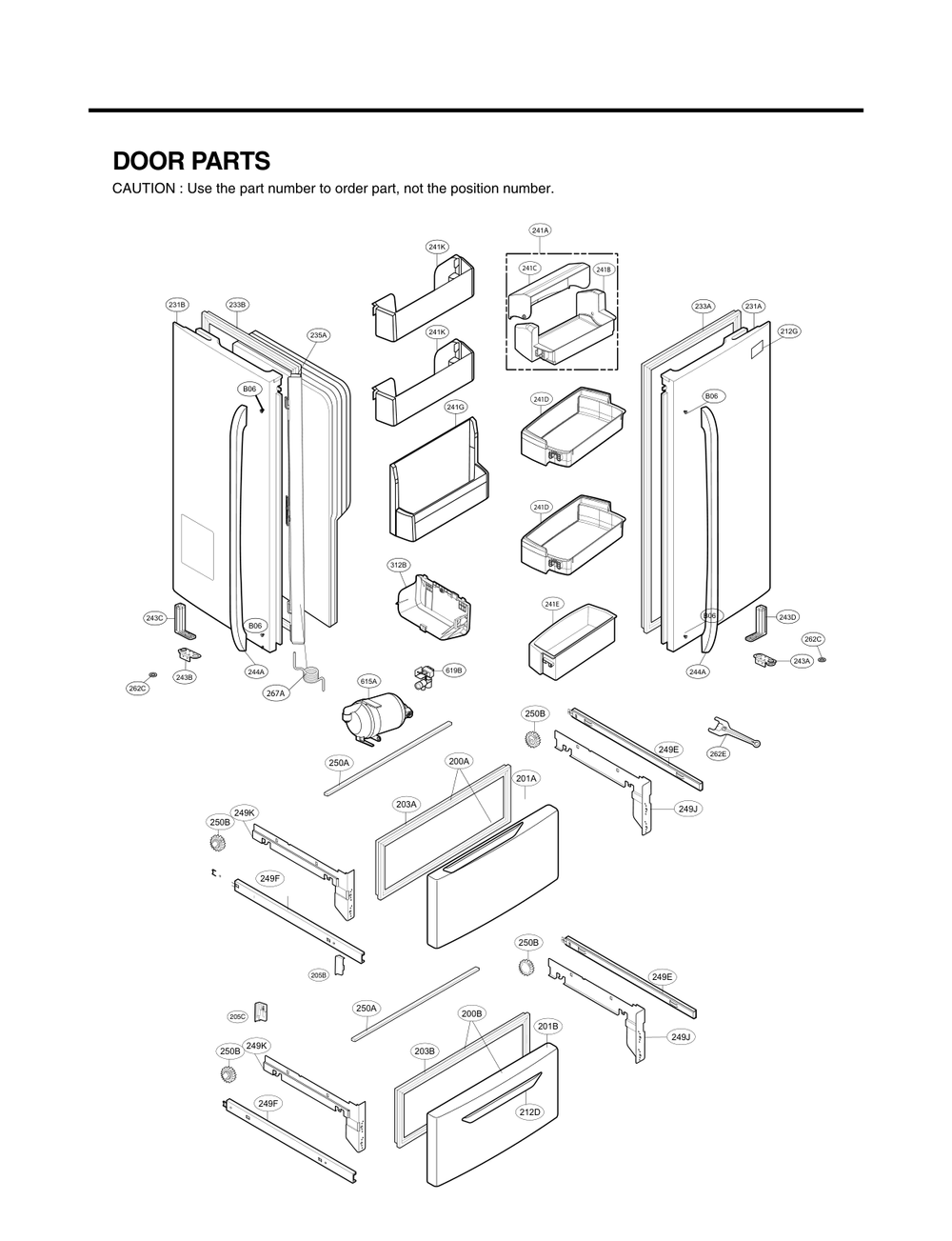 Door Parts Diagram and Parts List for GC-L21AVSP ASTCNA2 LG Refrigerator