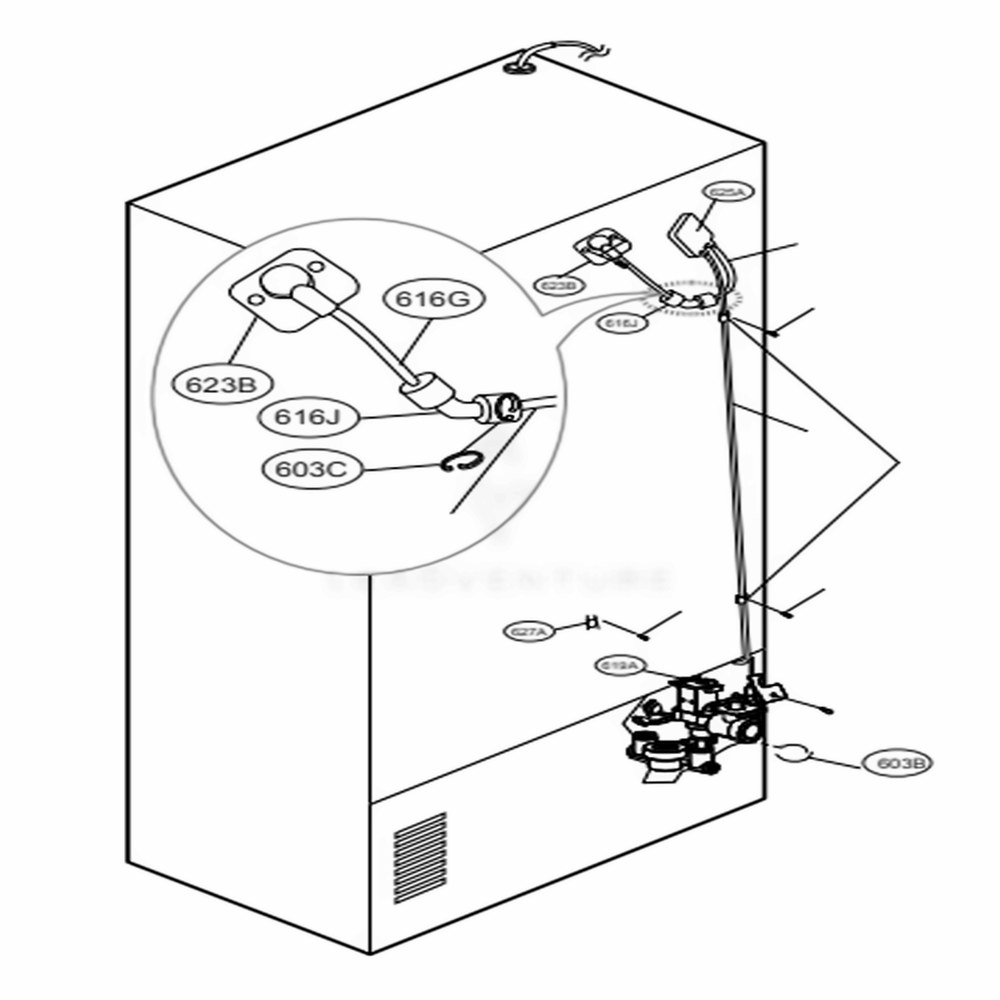 Valve And Water Tube Parts Diagram and Parts List for 73167 ASBCSE0 LG Refrigerator