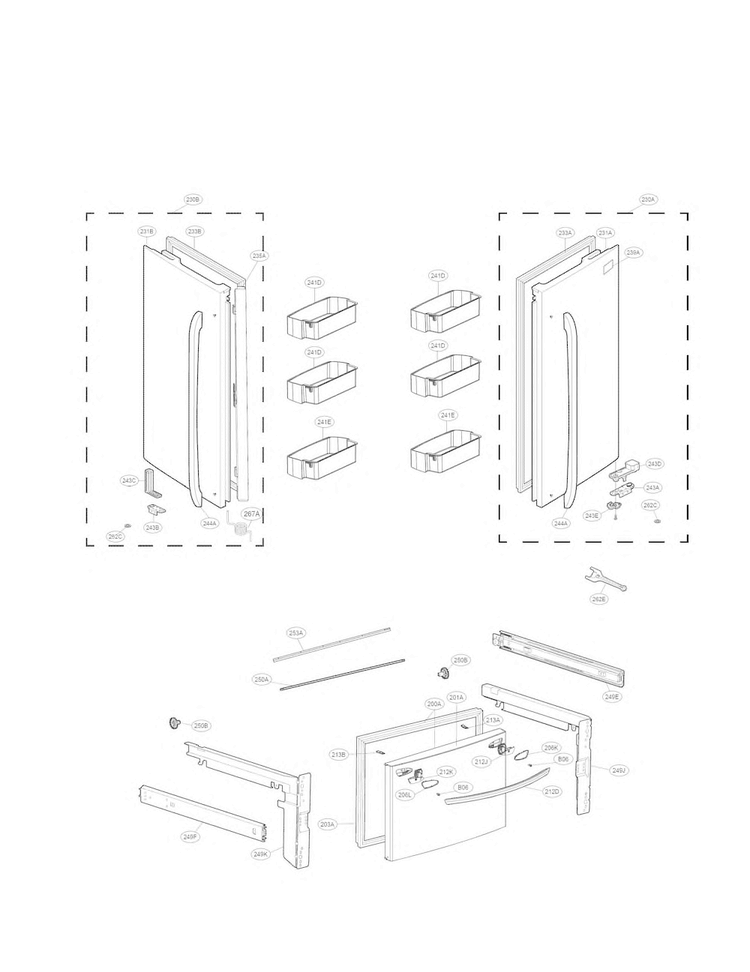 Door Parts Diagram and Parts List for LFC28768ST  LG Refrigerator