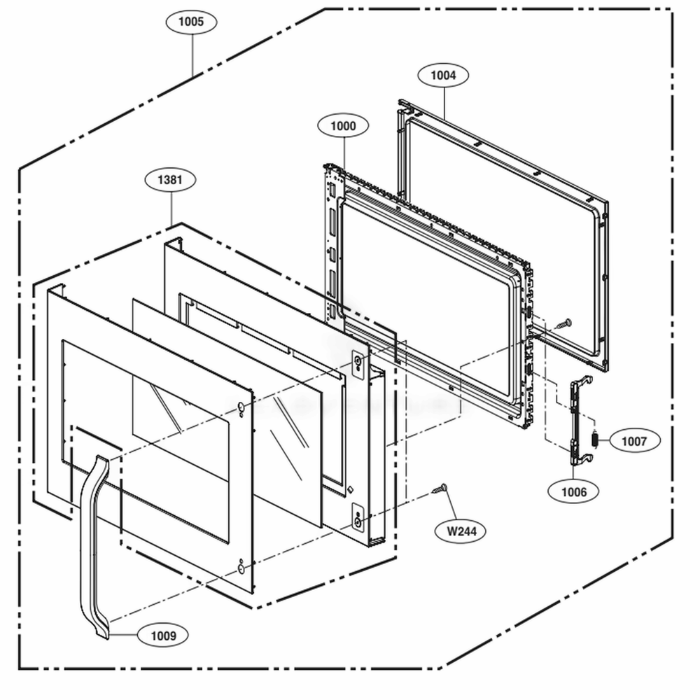Door Parts Diagram and Parts List for LSMC3086ST ASBESTD LG Microwave