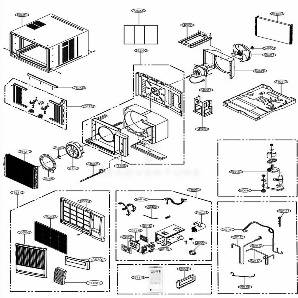 Main Diagram and Parts List for CP15G10B AT1AFRD LG Air Conditioner