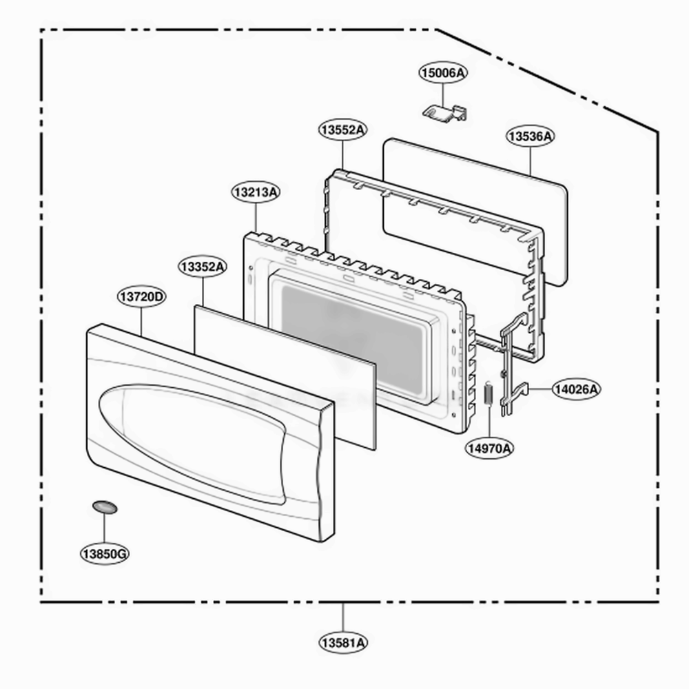 Door Parts Diagram and Parts List for MT2110SJQ MWEWRP LG Range