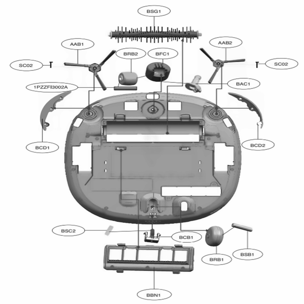 Main 1 Diagram and Parts List for CR5765GD AMGELGA LG Canister Vacuum