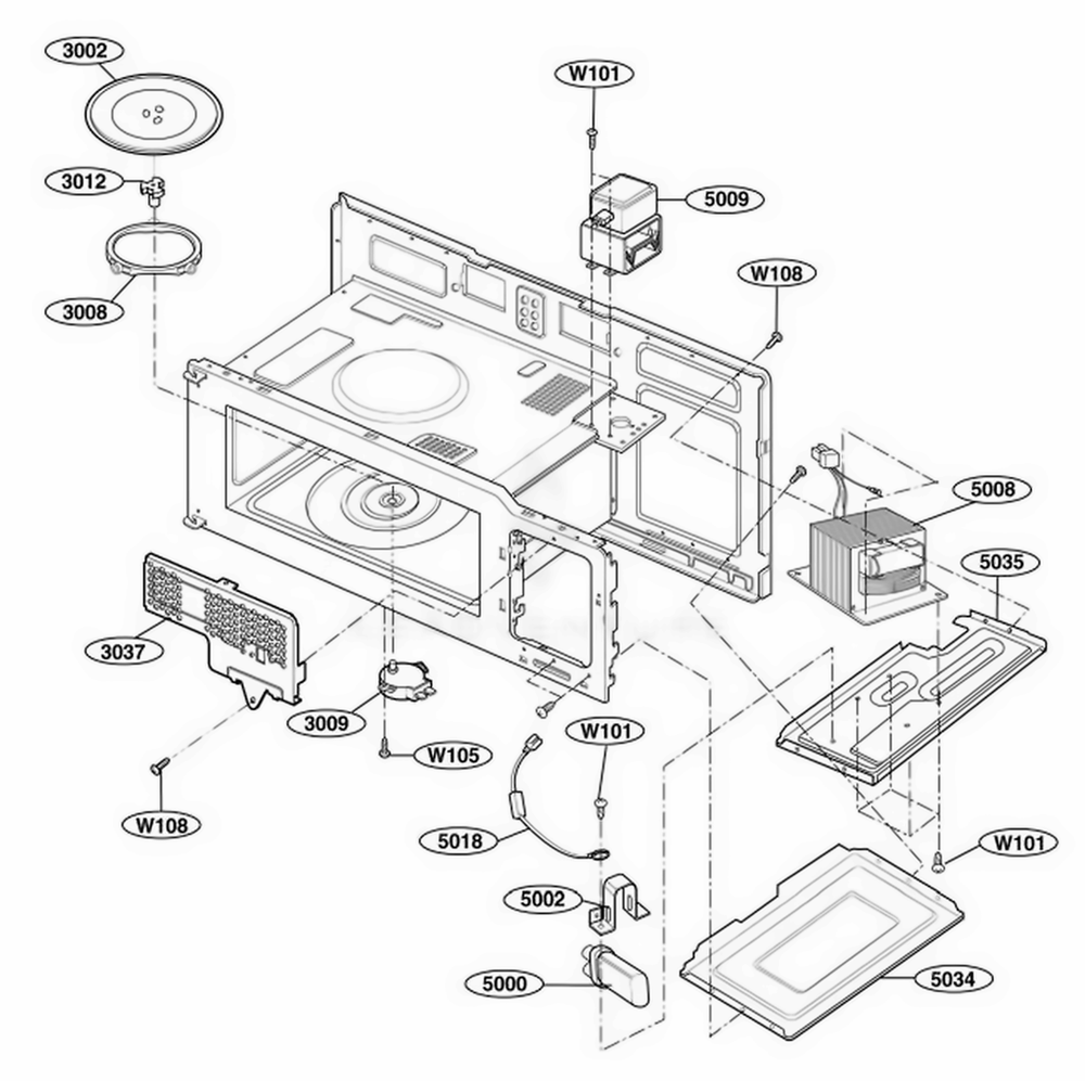 Interior Parts 1 Diagram and Parts List for 80592 CW1ESEA LG Wall Oven