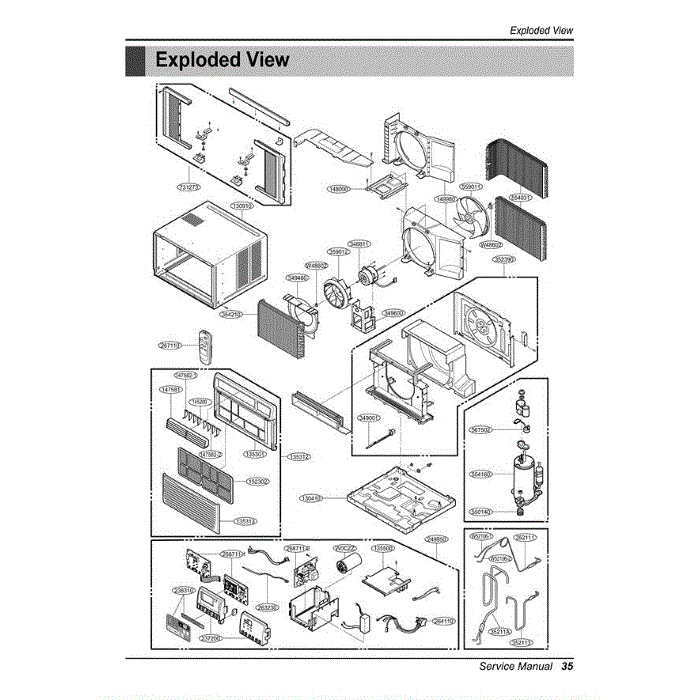 Section Diagram and Parts List for LWHD1500ER AWYAHDP LG Air Conditioner