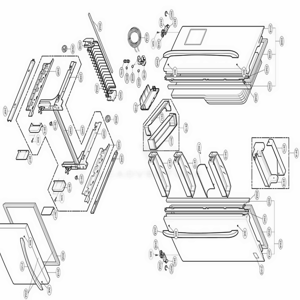 Door Parts Diagram and Parts List for 79762 ASWCSEF LG Refrigerator