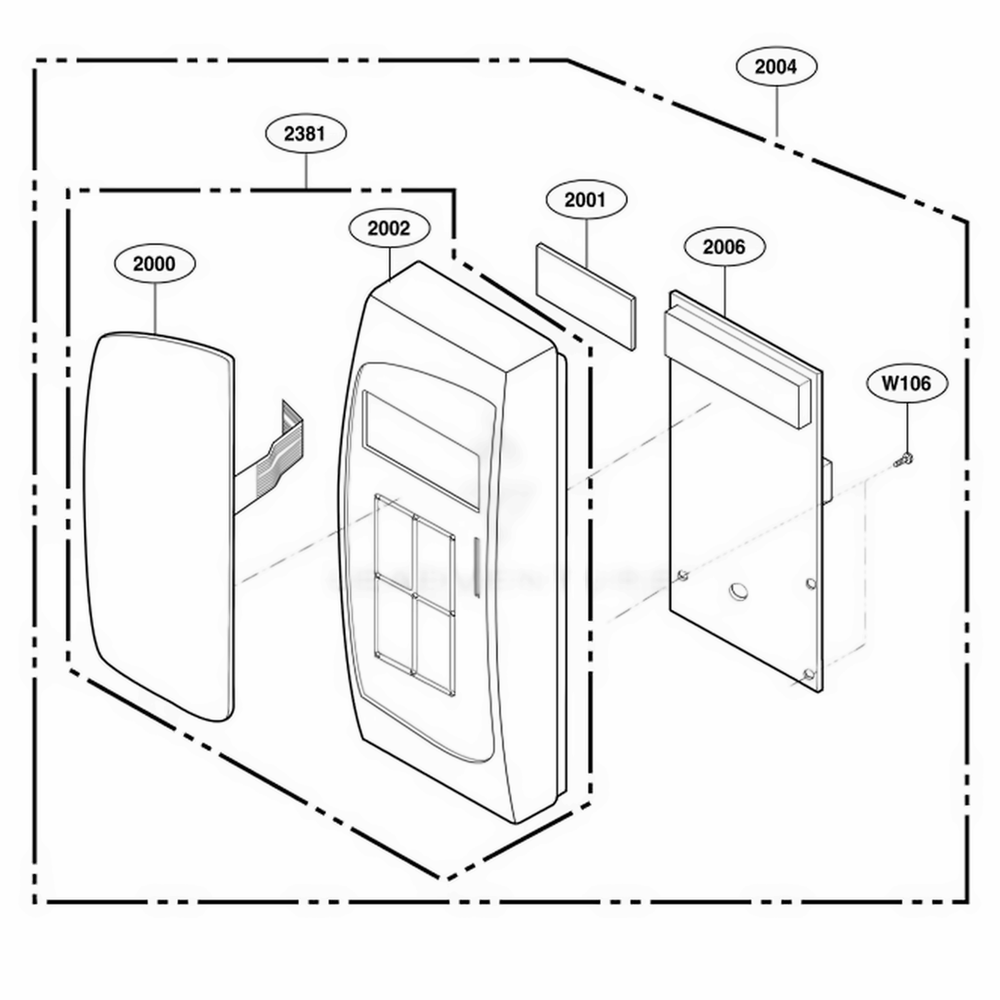 Control Panel Parts 1 Diagram and Parts List for 62252 KWHESEA LG Wall Oven