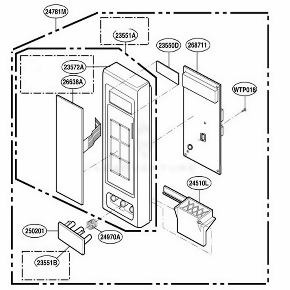 Control Panel Parts Diagram and Parts List for 89140 AMWESEC LG Range