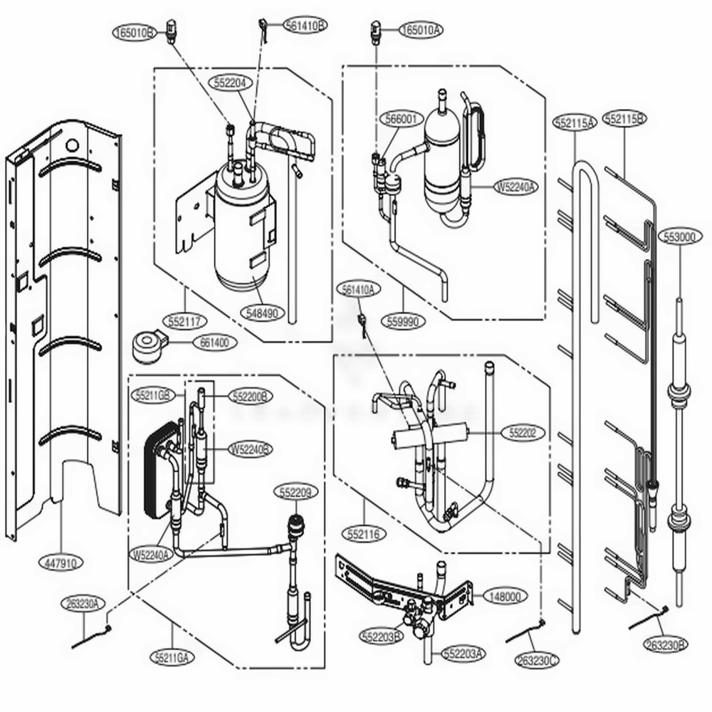 Cycle Parts Diagram and Parts List for ARUN038GSS4 EWGBLUS LG Air Conditioner