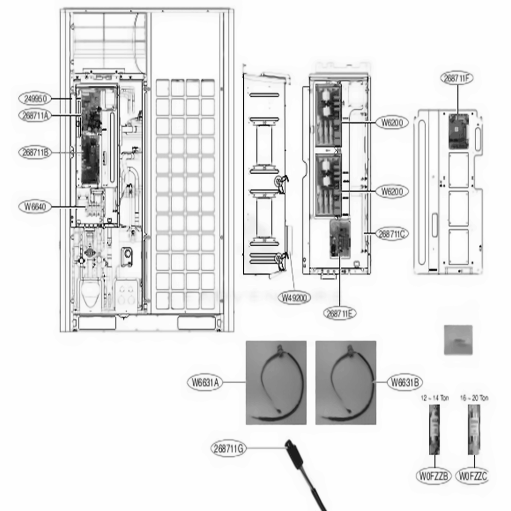 Main 1 Diagram and Parts List for ARUM241BTE5 AWGBLUS LG Air Conditioner