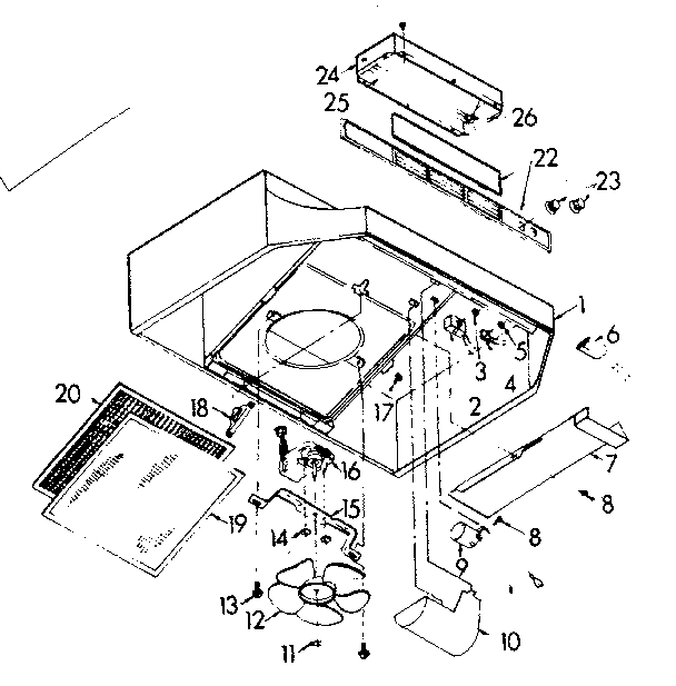 Range Hood Diagram and Parts List for 2335188411  Kenmore Range Hood