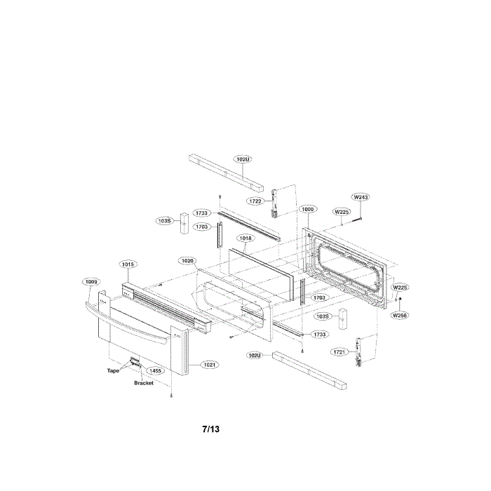 Upper Door Diagram and Parts List for LDG3036ST 00 LG Range
