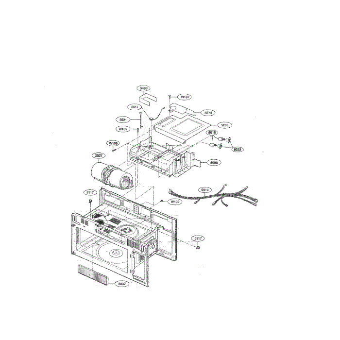 Interior 2 Diagram and Parts List for LMV2015ST 00 LG Microwave Oven Combo