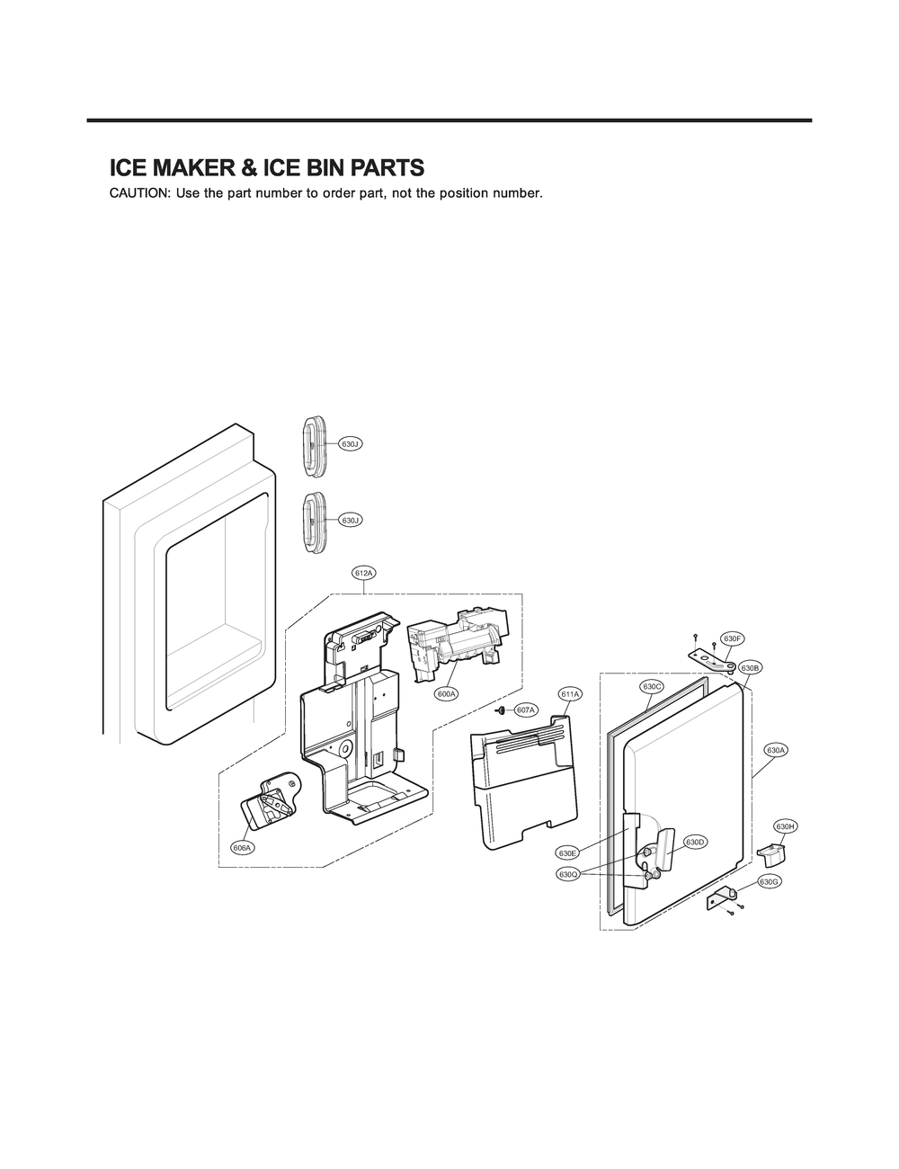 Ice Maker And Ice Bin Parts Diagram and Parts List for GR-L31GHSJM ASTCNA0 LG Refrigerator