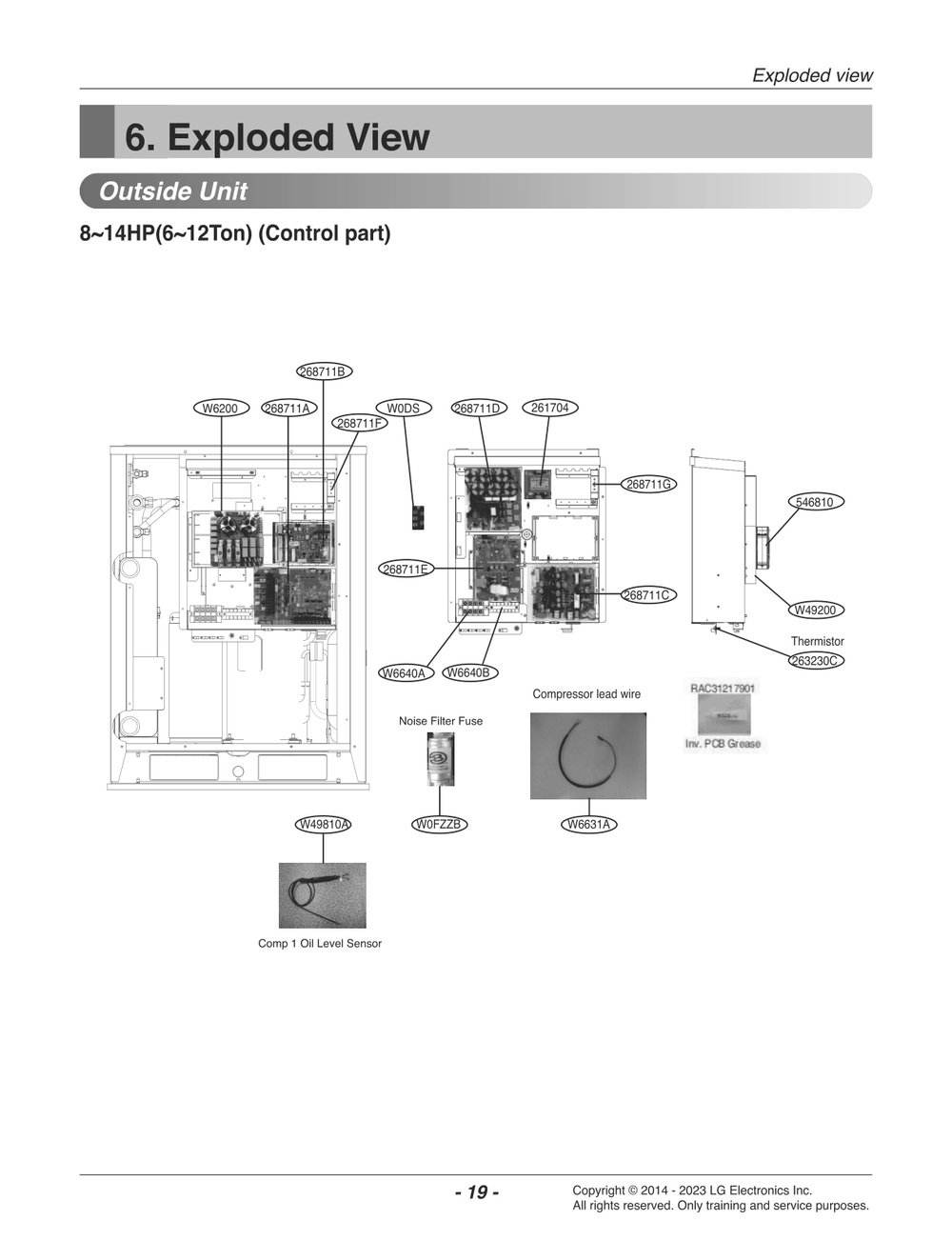 Outside Unit Diagram and Parts List for ARWB072BAS4 AWGBLUS LG Air Conditioner