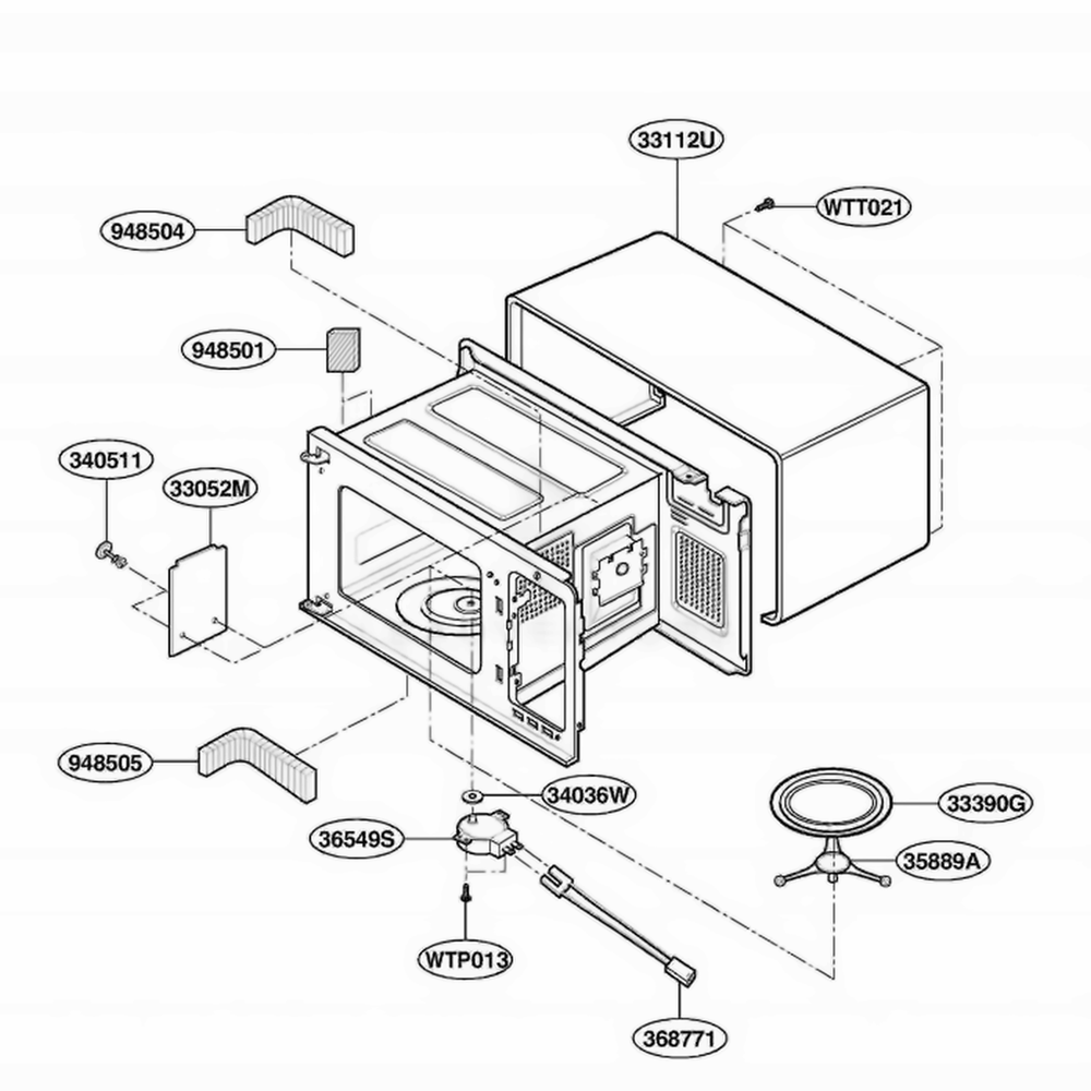 Oven Cavity Parts Diagram and Parts List for MA1302B BKEGSE LG Range