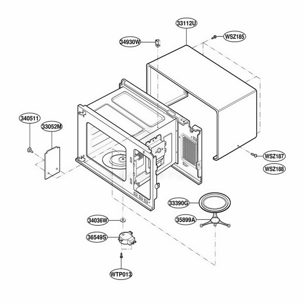 Oven Cavity Parts Diagram and Parts List for YMT3135SHQ M1EWPC LG Range