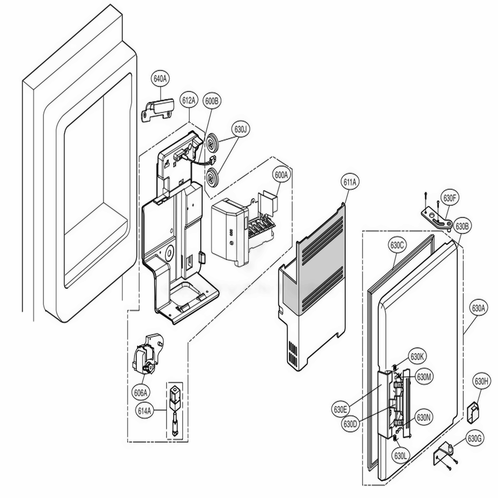 Ice Maker Parts Diagram and Parts List for 71023 ASTCSE2 LG Refrigerator
