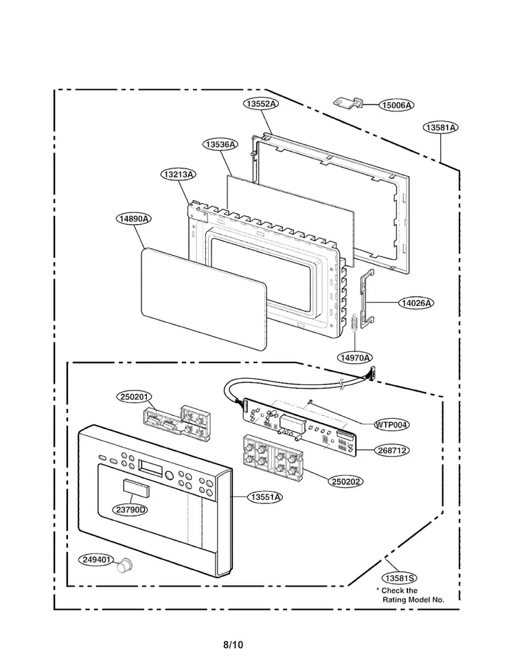 Door Parts Diagram and Parts List for LTM9000ST-01  LG Microwave
