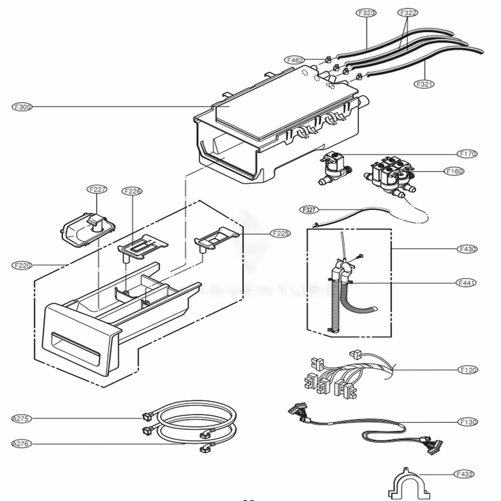 Dispenser Assembly Diagram and Parts List for WM2501HWA ABWEEUS LG Washer