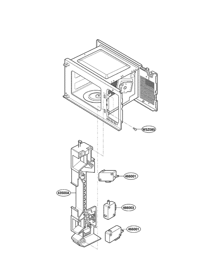 Latch Board Parts Diagram and Parts List for LMAB1240ST01  LG Microwave