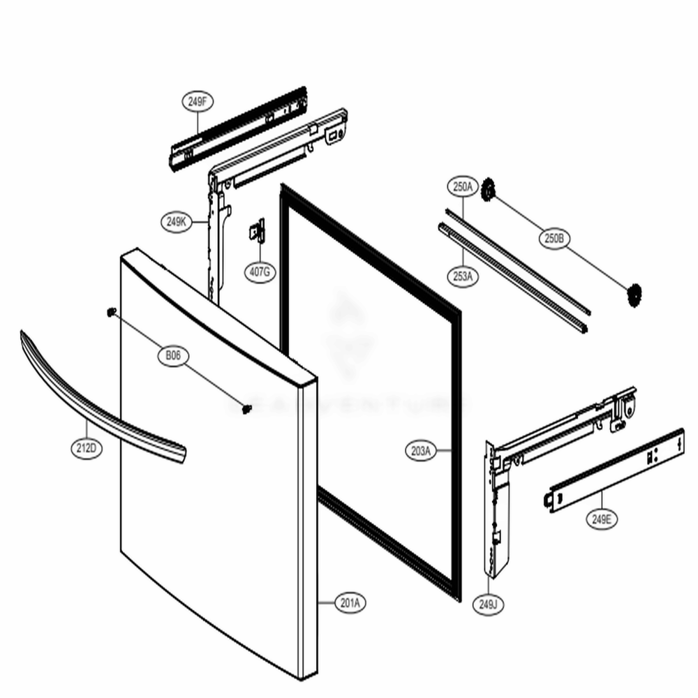 Door Parts 3 Diagram and Parts List for 75075 ASTCSE0 LG Refrigerator