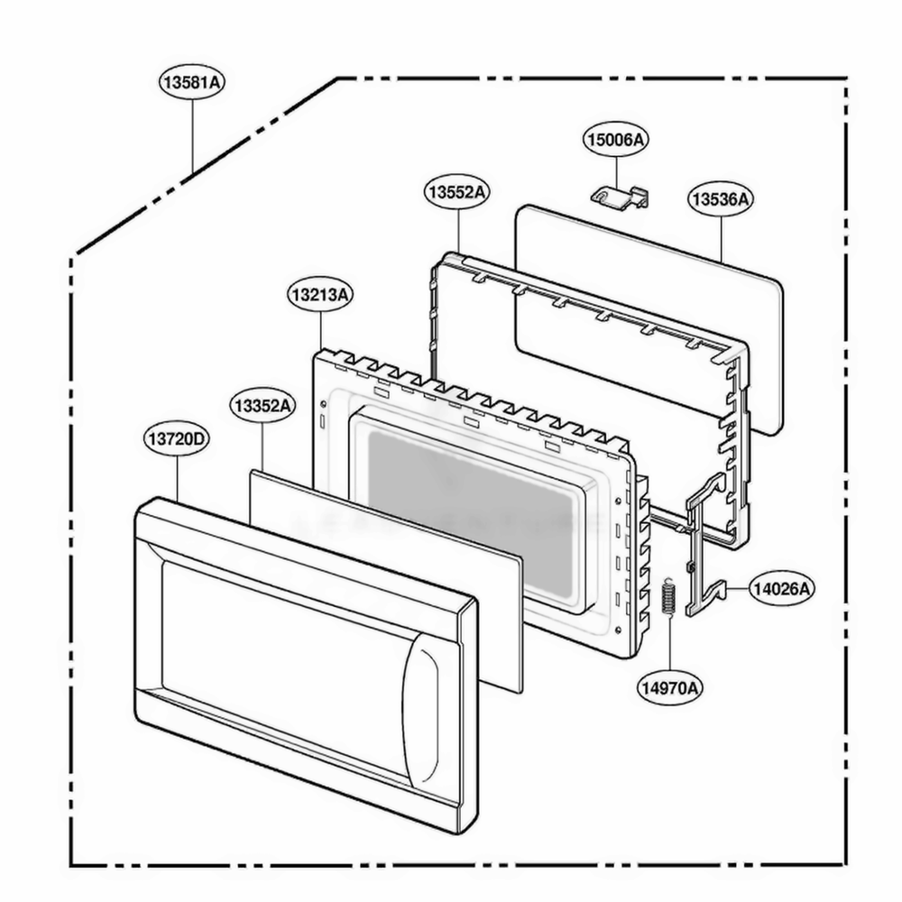 Door Parts Diagram and Parts List for 61282 AMWESEA LG Range