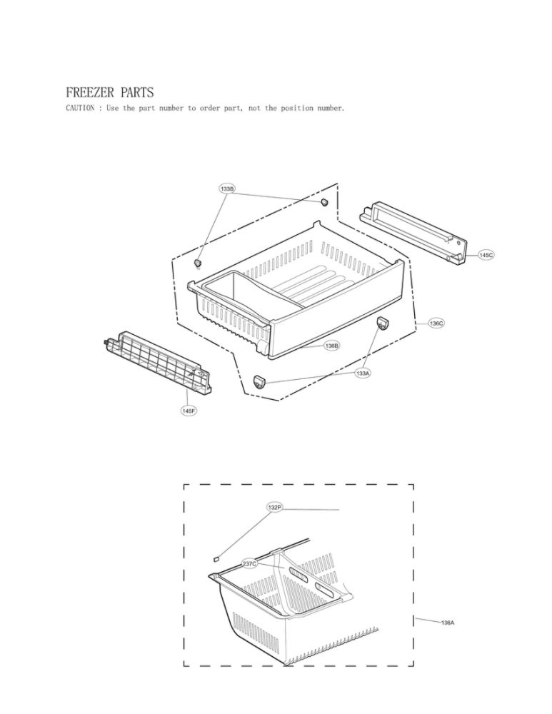 Freezer Parts Diagram and Parts List for LFX25974SW 06 LG Refrigerator