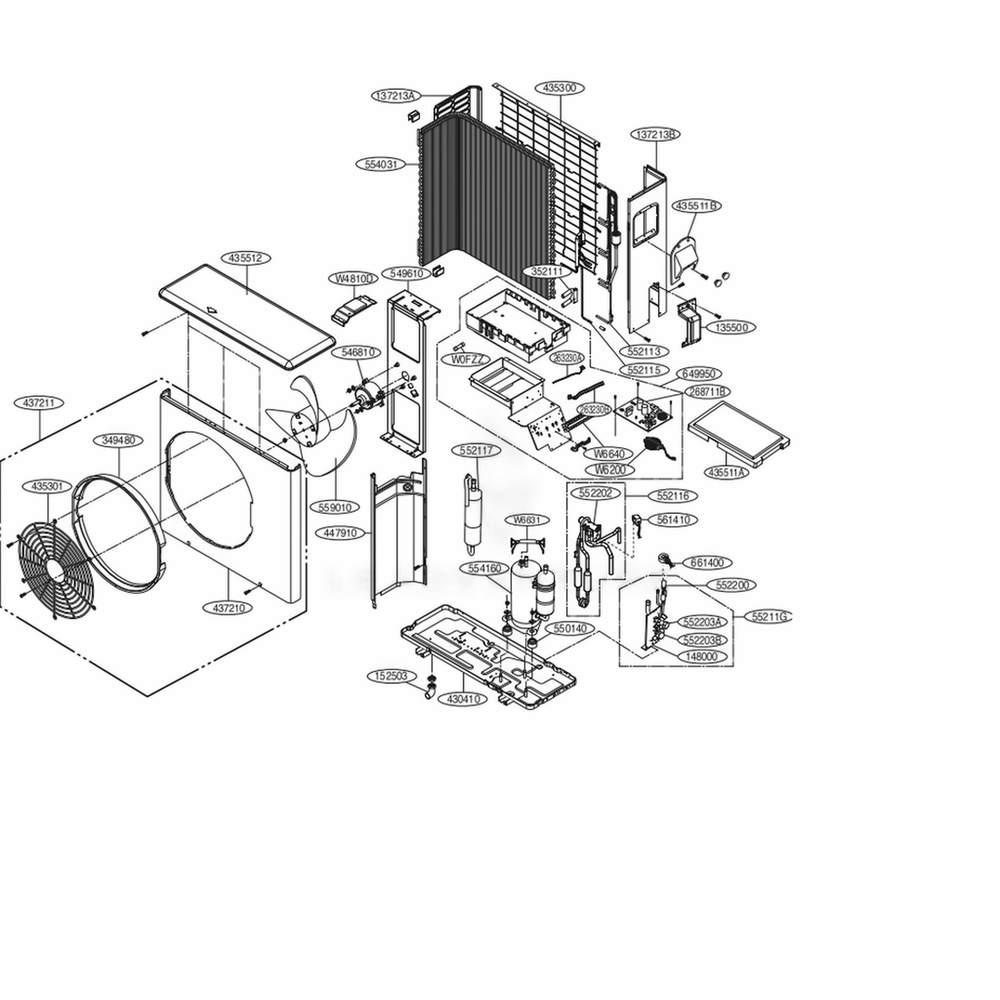 Main Diagram and Parts List for SRC36HPC000 AWHBEMS LG Air Conditioner