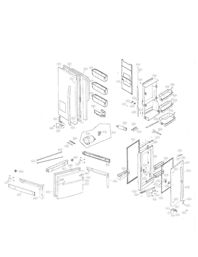 Door Parts Diagram and Parts List for LFX31945ST 02 LG Refrigerator
