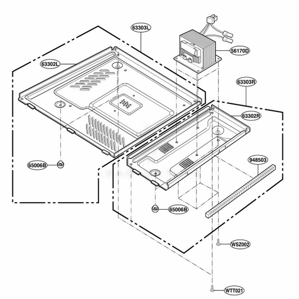 Base Plate Parts Diagram and Parts List for PLMB186CC AT3EGEF LG Wall Oven