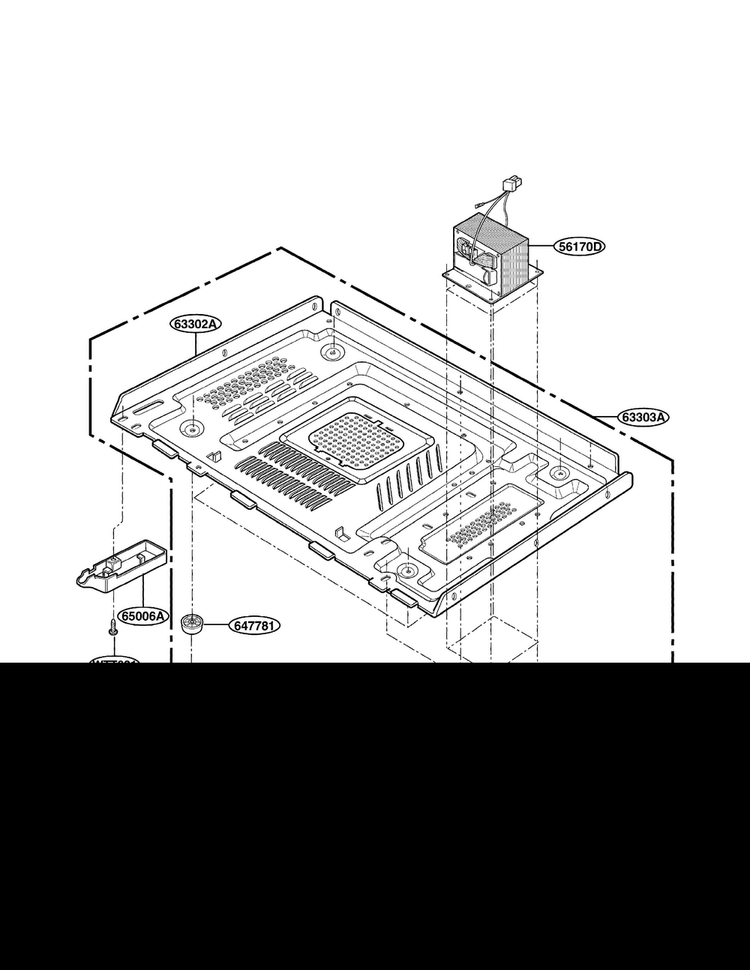 Base Plate Parts Diagram and Parts List for LTM9000ST-01  LG Microwave