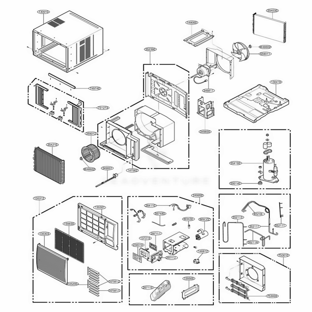 Main Diagram and Parts List for LW1815HR AWYAUSH LG Air Conditioner