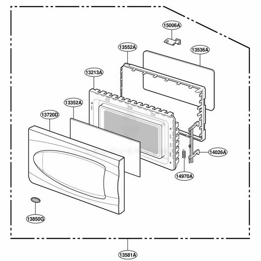 Door Parts Diagram and Parts List for YMT2145SJQ0 AMWEWPC LG Range