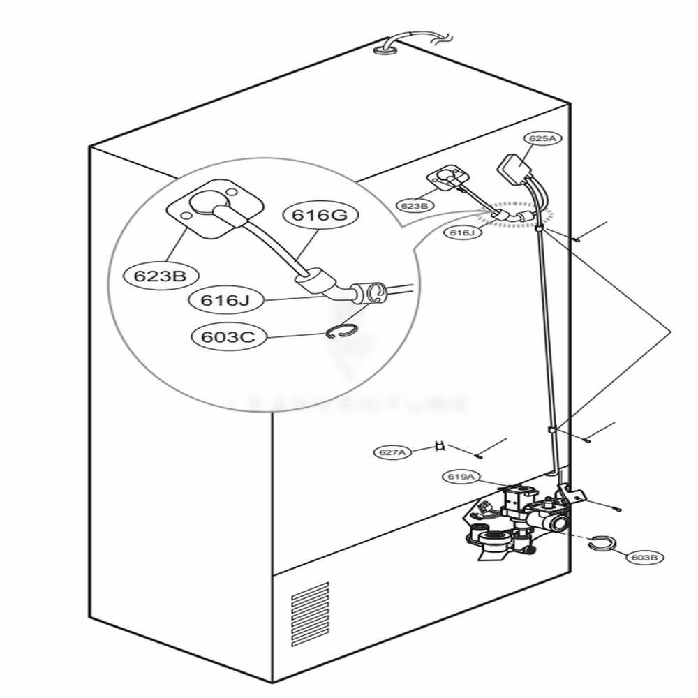 Valve And Water Tube Parts Diagram and Parts List for 75053 ASTCSE0 LG Refrigerator