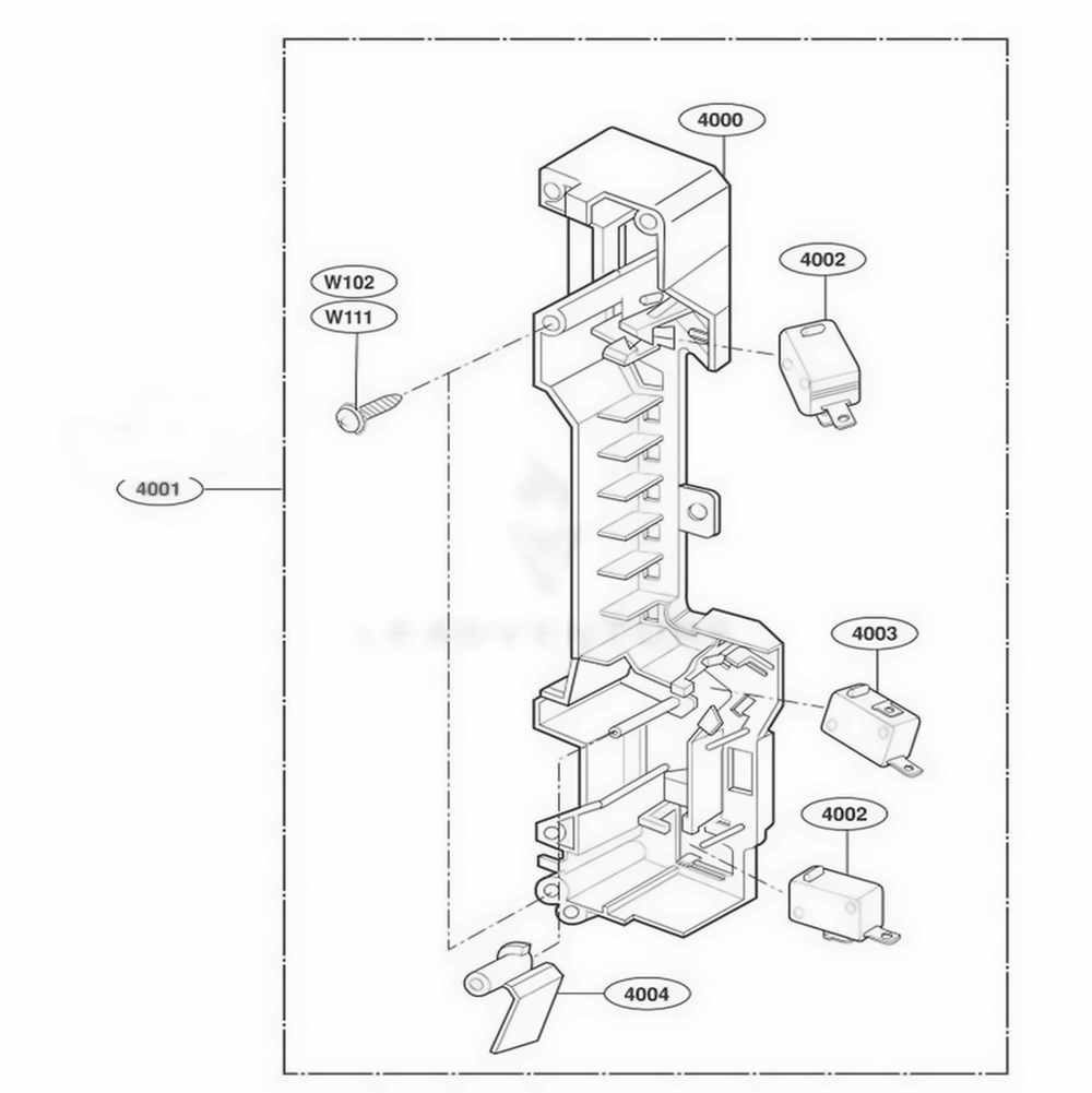 Latch Board Parts Diagram and Parts List for MV1526W CWHESEG LG Wall Oven