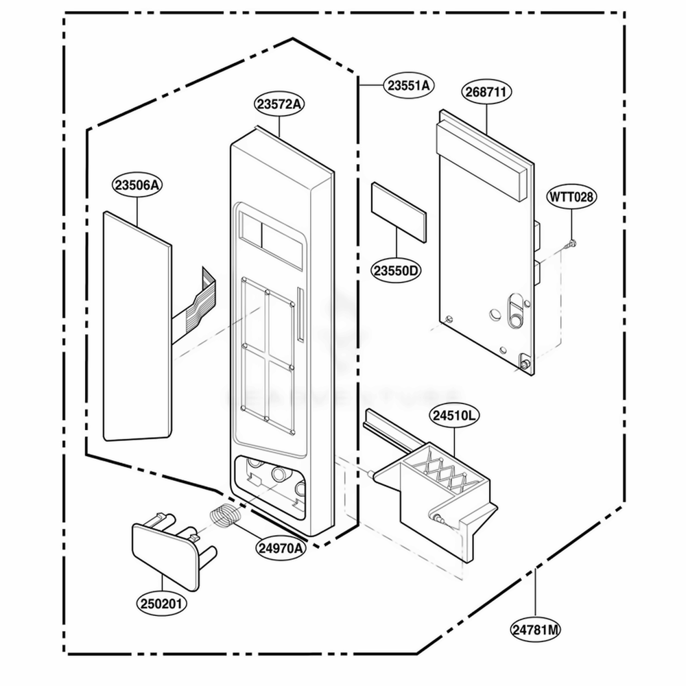 Control Panel Parts Diagram and Parts List for KCMS1555RWH CW1EKAD LG Wall Oven