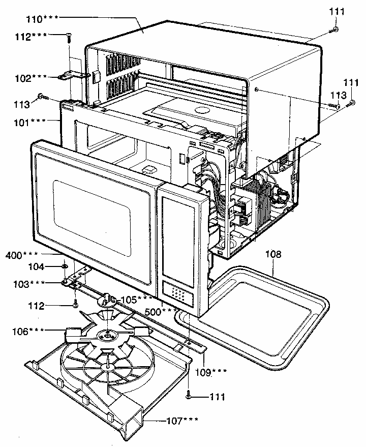 Cavity Diagram and Parts List for 7218911980  Kenmore Microwave