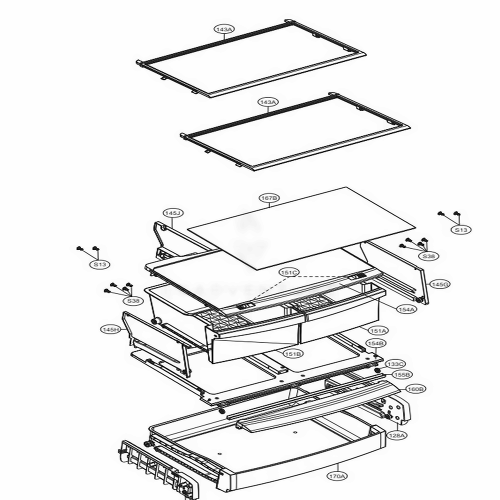 Refrigerator Parts Diagram and Parts List for LDCS24223B AWBCNA1 LG Refrigerator