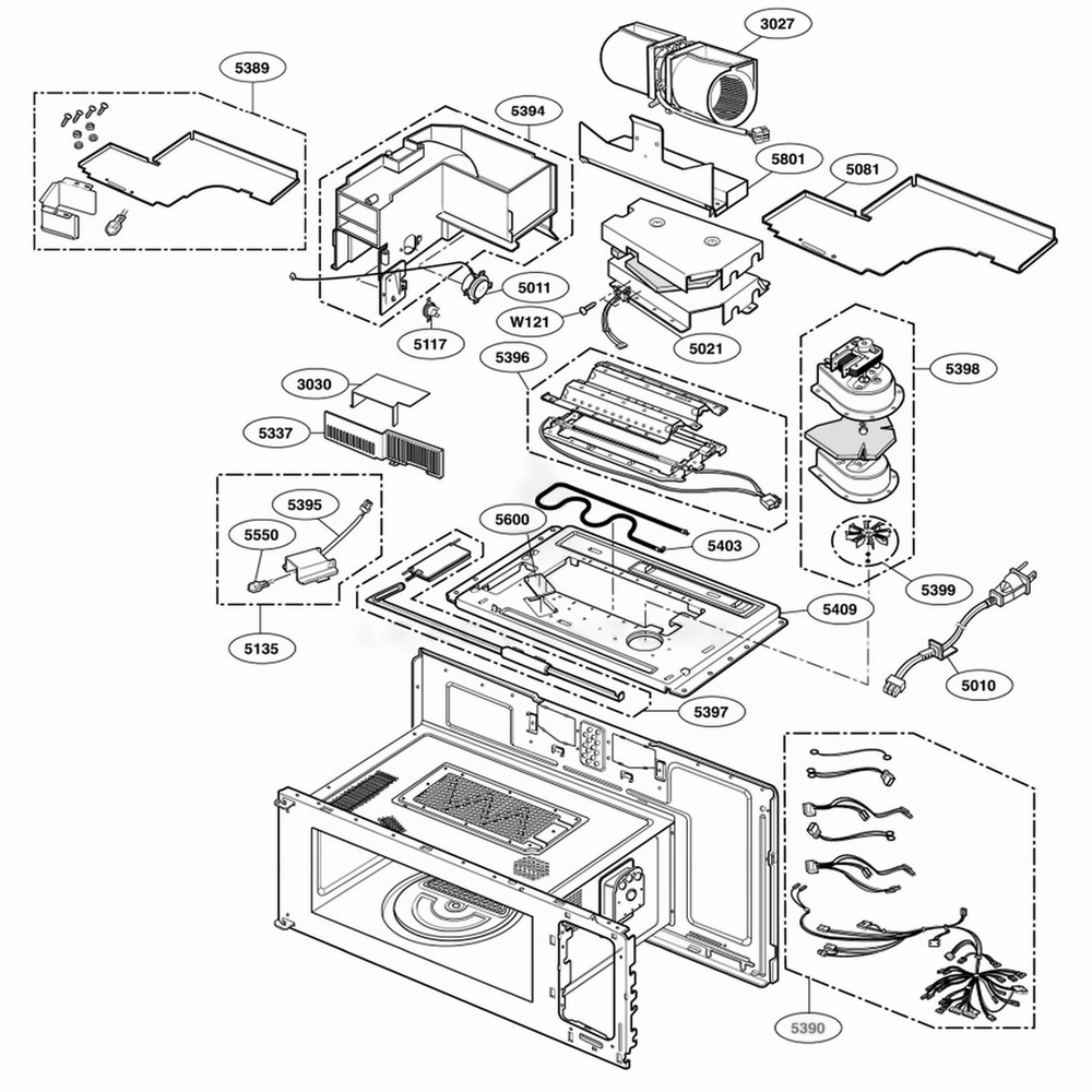 Interior Parts 2 Diagram and Parts List for SCA1001HSS ASBEGEU LG Wall Oven