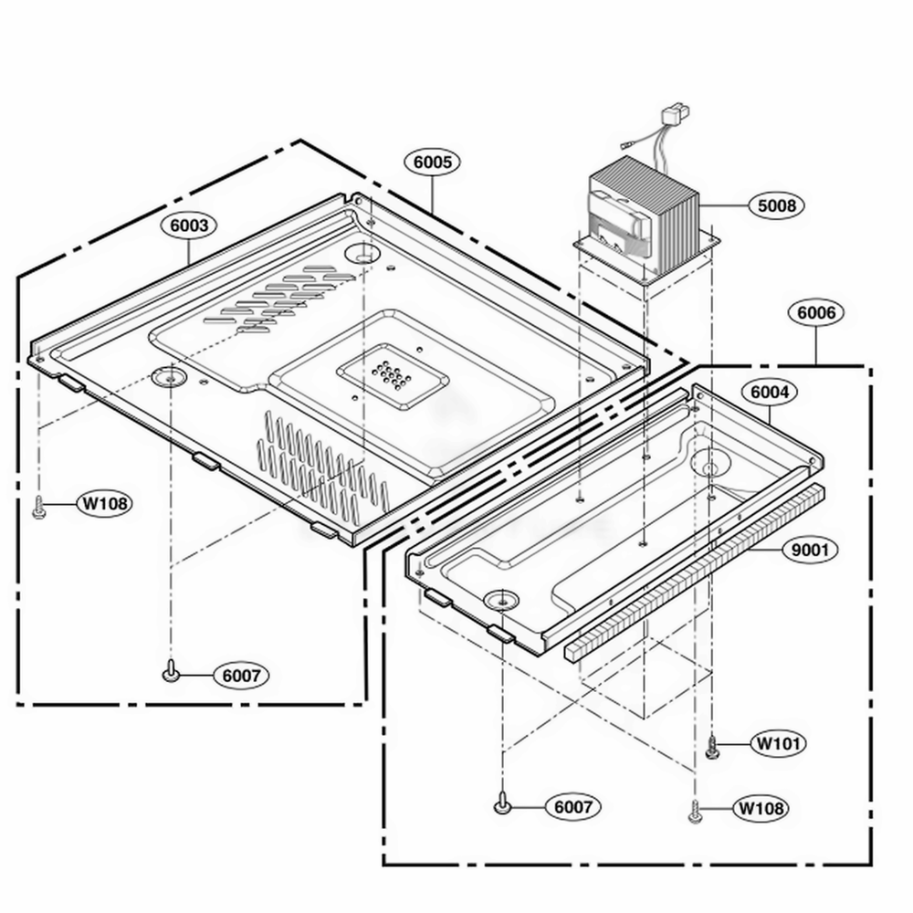 Base Plate Parts Diagram and Parts List for 62464 ABSESEA LG Wall Oven