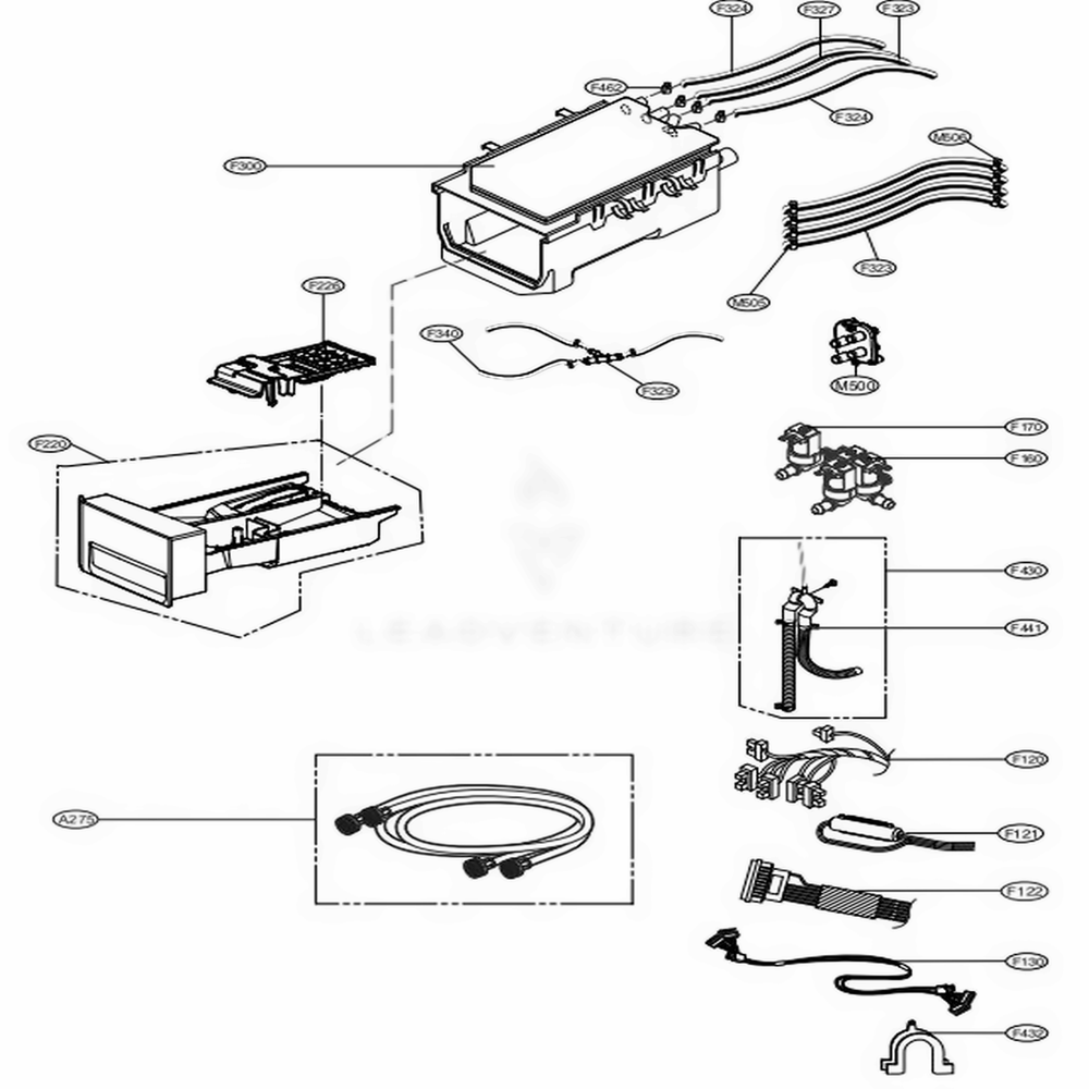 Dispenser Assembly Diagram and Parts List for GCWM1069CD7 ASSEELC LG Washer