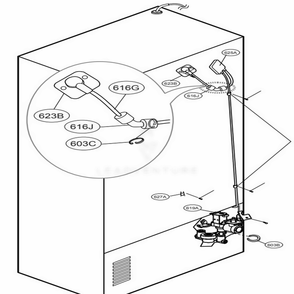 Valve And Water Tube Parts Diagram and Parts List for 74042 ASWCSE1 LG Refrigerator