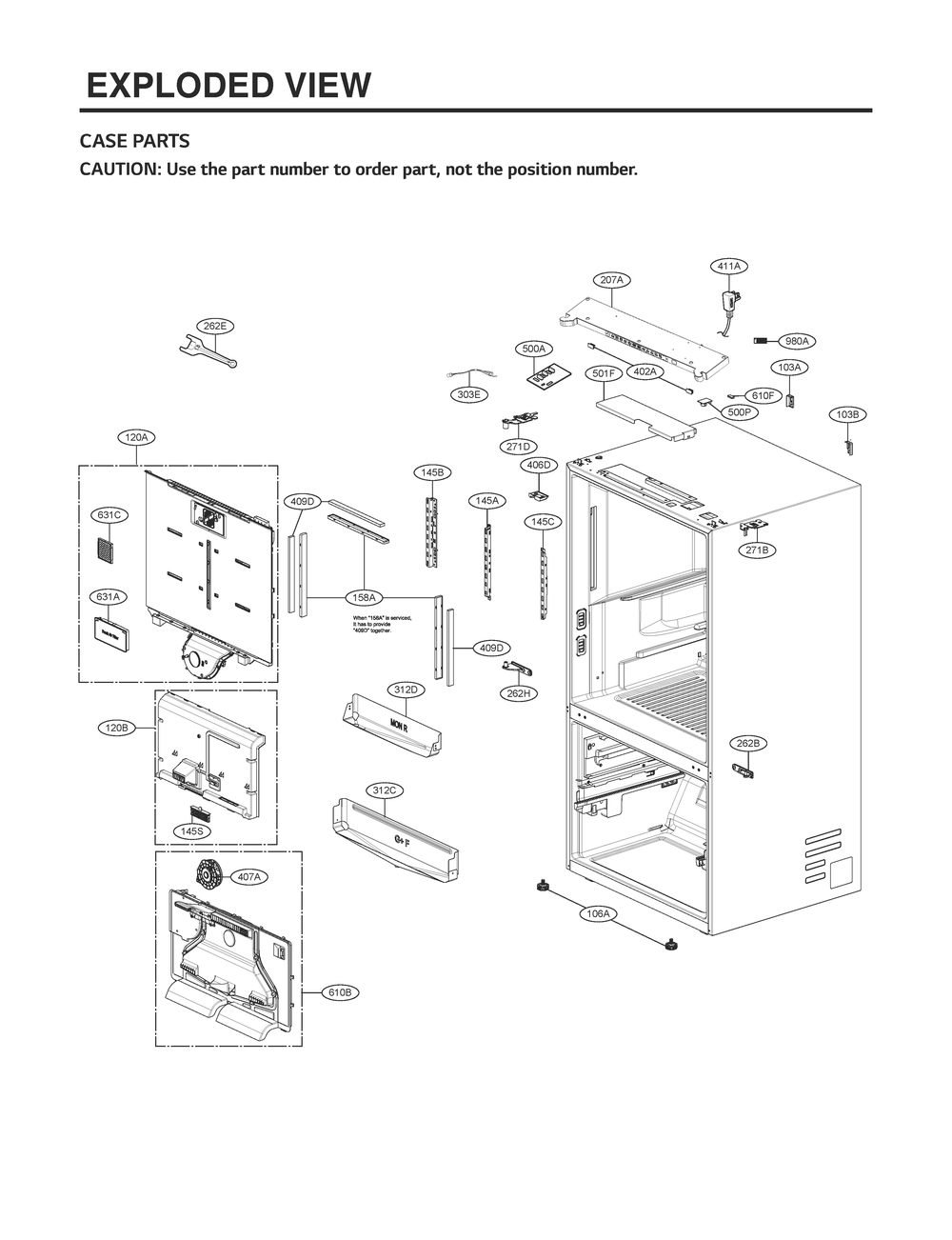 Case Parts Diagram and Parts List for GR-J248FSYM ASTCNA1 LG Refrigerator