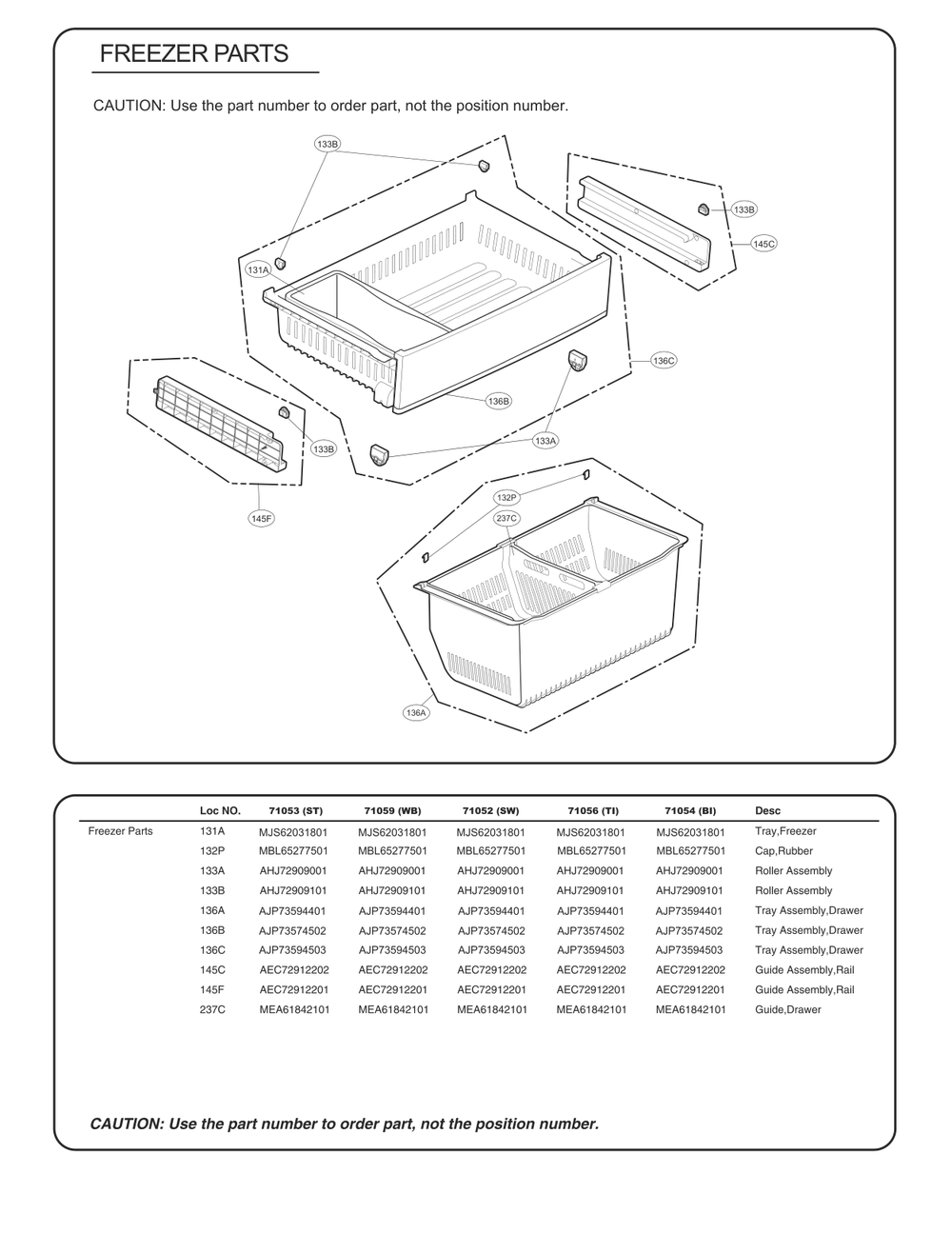 Freezer Parts Diagram and Parts List for GC-L288NQXP ASWCSE4 LG Refrigerator
