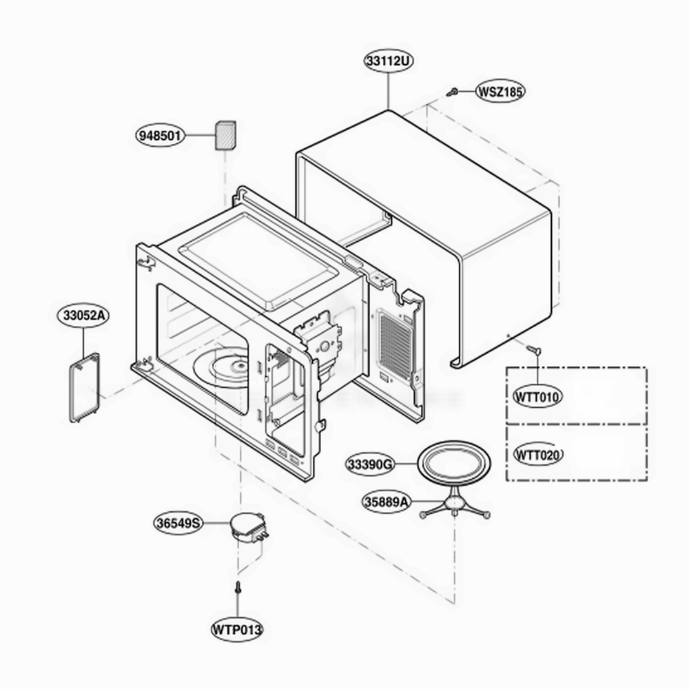 Oven Cavity Parts Diagram and Parts List for JE1440BF002 CBKEGEU LG Range