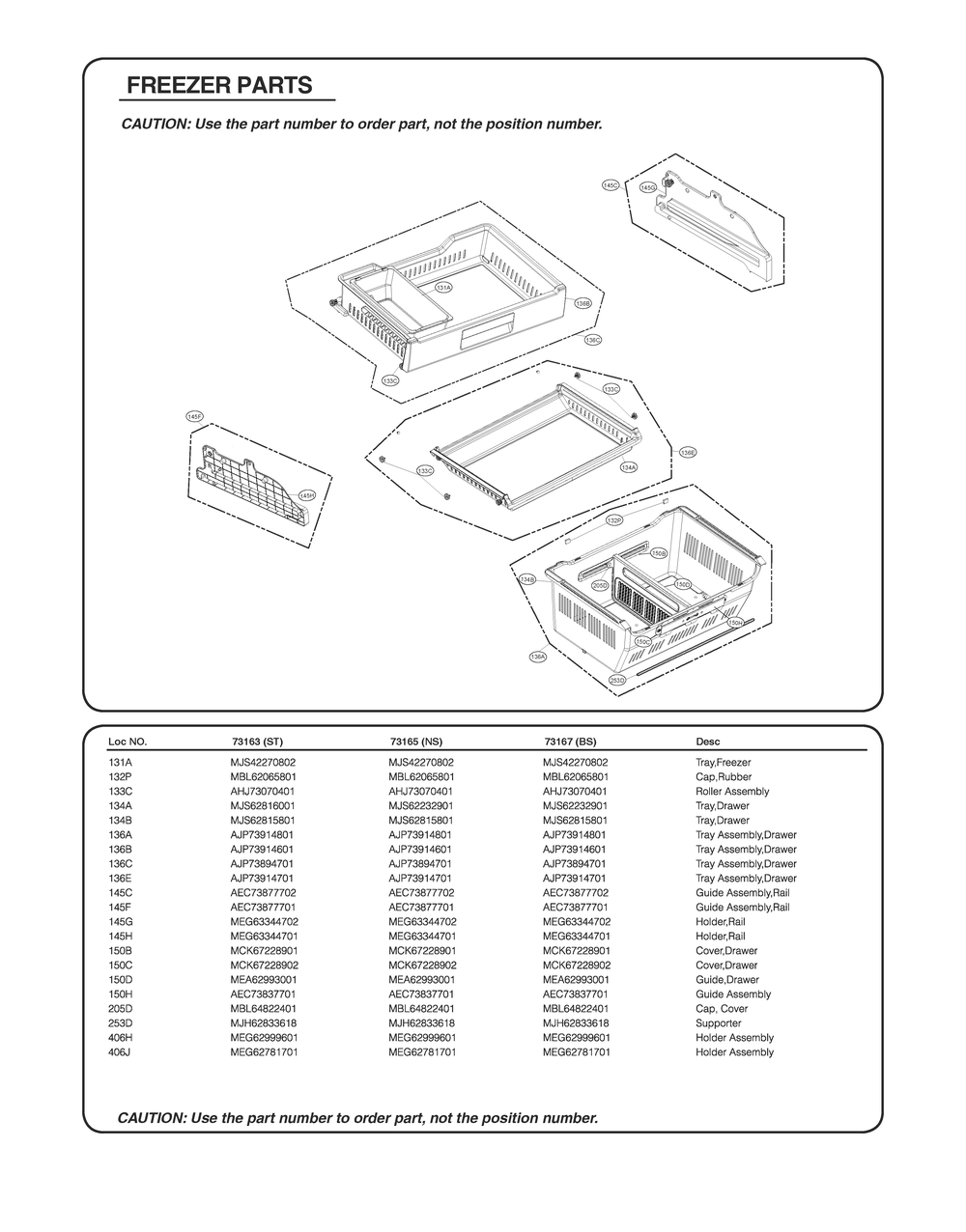 Freezer Parts Diagram and Parts List for GR-J298LSXM ANSCSE1 LG Refrigerator
